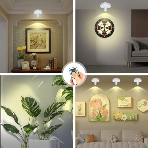 Cordless Spotlight Battery Powered, Plant Accent Lighting with Remote - color: Pure White