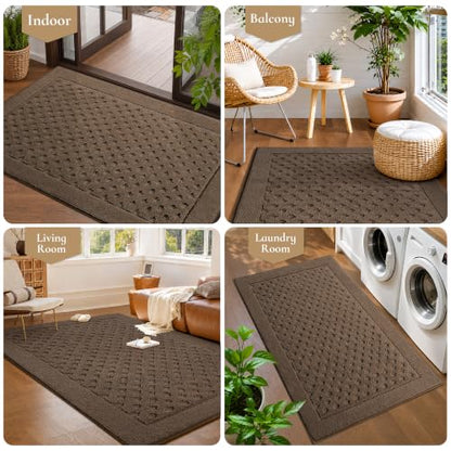 Dirt Trapper Door Mat 36"x 60", Non-Slip Entryway Rugs, Brown - color: Brown, size: 36" x 60"