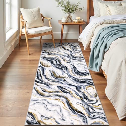 Yamaziot 2x6 Washable Modern Abstract Runner Rug Non-Slip for Hallways - color: Black, size: 2x6ft
