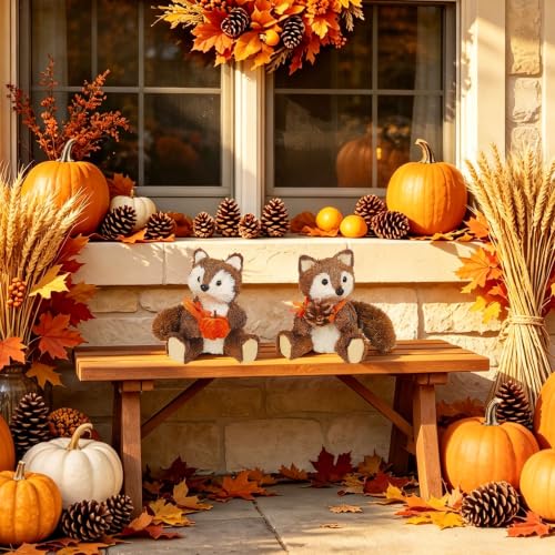 Lulu Home Handmade Set of 2 Fox Fall Decorations