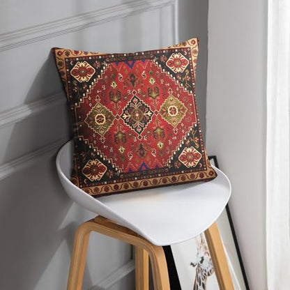 Britimes Throw Pillow Covers Set of 2, 18 x 18 Inch, Red Aztec - color: Ethnic Tribal 15, size: 18" x 18" (Pack of 2)