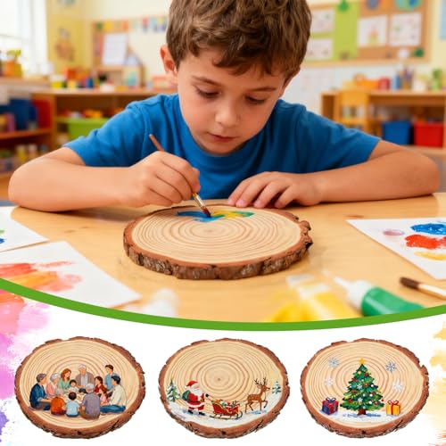 FSWCCK 10 Wood Slices 7-7.8in, Unfinished Slabs for Wedding DIY - size: 10 Pcs 7"-7.8"