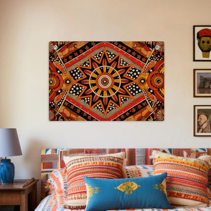 Boho Sunburst Banner Flag Wall Art, Boho Banner Flag Wall Hanging Decor - color: Multi 0661
