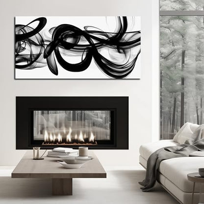 MDHKVPM Black Abstract Canvas Wall Art For Living Room Large Size - color: Black, size: 58"L x 29"W