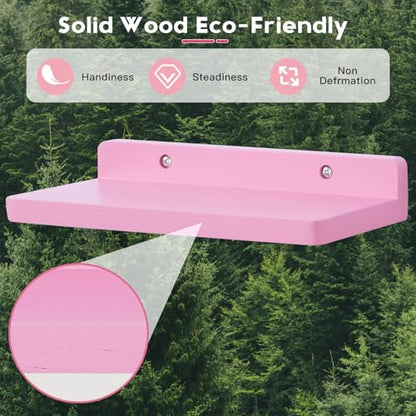 Small Floating Shelves for Wall,5 x 8.5 Inch,Set of 3,Pink - color: Pink