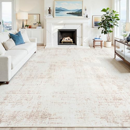 8x10 Washable Area Rug for Living Room Bedroom: Non-Slip Modern Beige White - color: Beige/White, size: 8' x 10' (Rectangular)