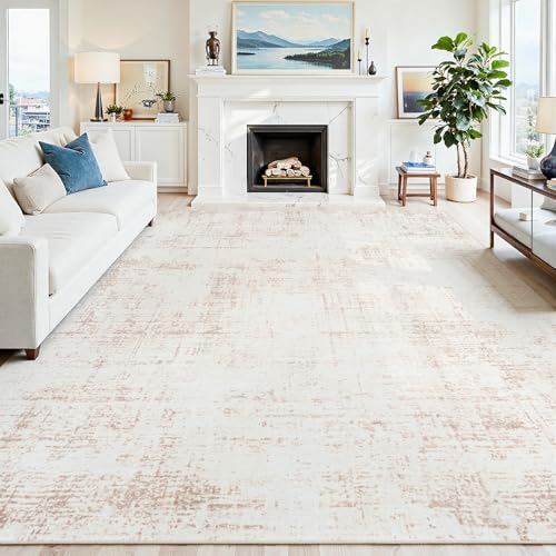 8x10 Washable Area Rug for Living Room Bedroom: Non-Slip Modern Beige White - color: Beige/White, size: 8' x 10' (Rectangular)