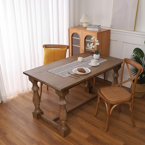 Gernaice Boho Table Runner, Rustic Embroidered Cotton Linen Farmhouse Table Runners for Dresser End Coffee Table Home Decor, 36" L X 13" W Dark Brown - size: 13" X 36", style: Hemstitched Coffee