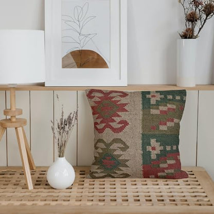 Trade Star Jute Wool Handmade Kilim Cushion Cover 18x18 Inches - color: Pattern 5
