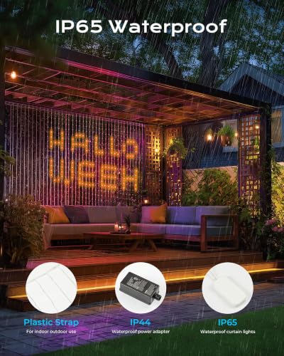 Brightown 540 LED RGB Smart Curtain Fairy Lights with Remote, 4.9x6.6ft - size: 540 LED - Remote Control