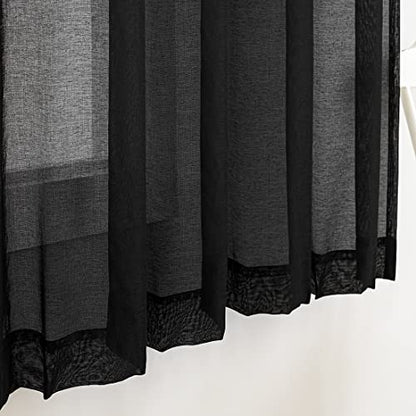 Sheer Curtains Rod Pocket Voile Drapes 52"Wx 63"L, Black, 2 Panels - color: Black, size: 52"W x 63"L (Pack of 2)