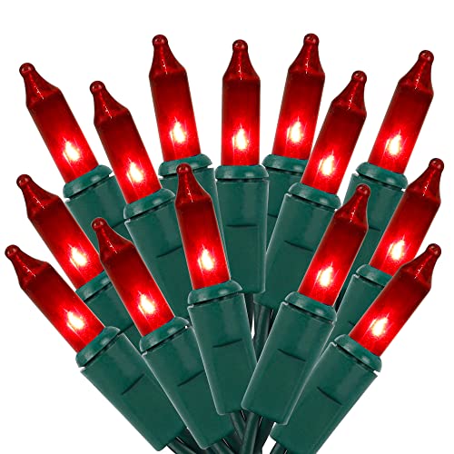 LJLNION Valentines String Lights, 150 Count 33 FT Incandescent Mini Green Wire Christmas Fairy Light, 120V UL Certified Connectable Tree Lights for Patio, Holiday, Party, Outdoor Indoor Decor, Red - color: Red, size: 1 Pack