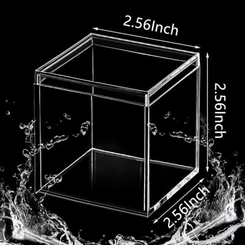 2‑Pack Acrylic Display Box with Lid 2.56 x 2.56 x 2.56 Inch Square Cube - size: 2.56 x 2.56 x 2.56 Inch