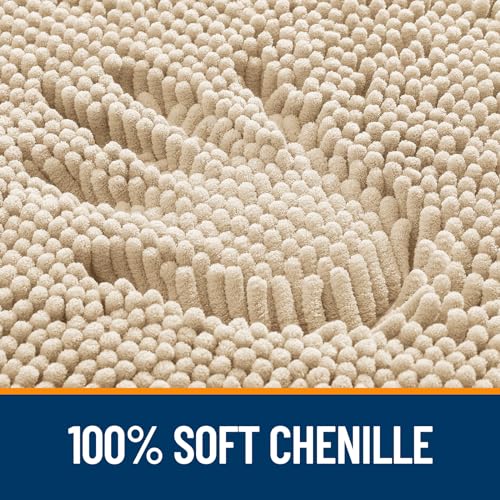 OLANLY Small Bathroom Rugs 24x16, Extra Soft Absorbent Chenille Bath Rugs - color: Beige, size: 24" X 16"