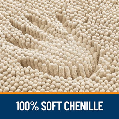 OLANLY Small Bathroom Rugs 24x16, Extra Soft Absorbent Chenille Bath Rugs - color: Beige, size: 24" X 16"