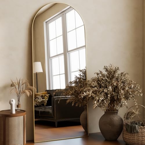 HARRITPURE 64"x21" Arched Full Length Mirror - color: Gold-rect Edge, size: 64"L x 21"W