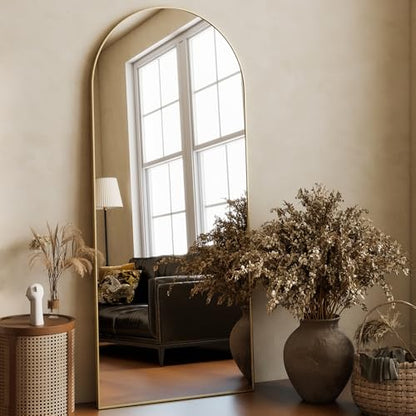 HARRITPURE 64"x21" Arched Full Length Mirror - color: Gold-rect Edge, size: 64"L x 21"W