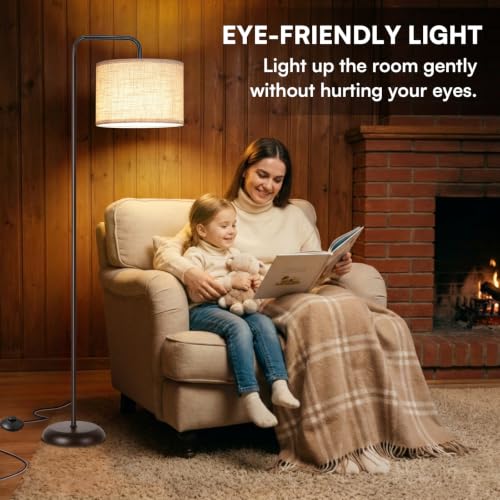 TJOY Floor Lamp,Black Brown Floor Lamp for Living Room with 3 CCT Bulb - color: Black Brown