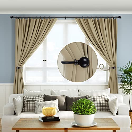 KAMANINA Curtain Holdbacks 2 Pack Wall Mounted with Black Round Finials - color: Black