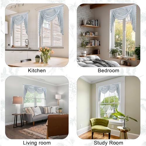 Molaxhome Grey Lace Window Valance Curtains Swag Victorian Gothic Style - color: Grey, size: 98.4"W x 41.3"L (Pack of 1)