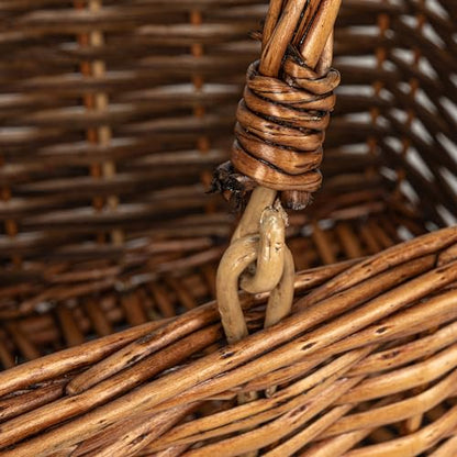 Household Essentials Woven Market Basket, Handwoven Willow Weave, Stylish Handles with Durable Metal Anchors, Classic and Versatile, Attractive, Spacious, Lightweight, Brown Stain - color: Stained Brown