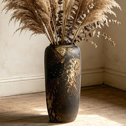Black Rustic Ceramic Floor Vase, 15.7 Inch, Farmhouse Large Decor - size: 15.7 Inch