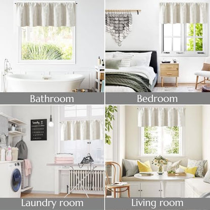 jinchan Striped Window Valance 16 Inch Modern Boho 1 Panel Gold on White - color: Boho| Gold on White, size: 52"W x 16"L (Pack of 1)