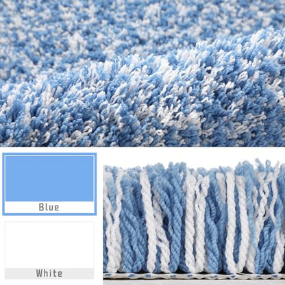 Yimobra Bath Rugs for Bathroom 32X20, Plush Non Slip Bath Mat, Blue&White - color: Blue and White, size: 32" X 20"