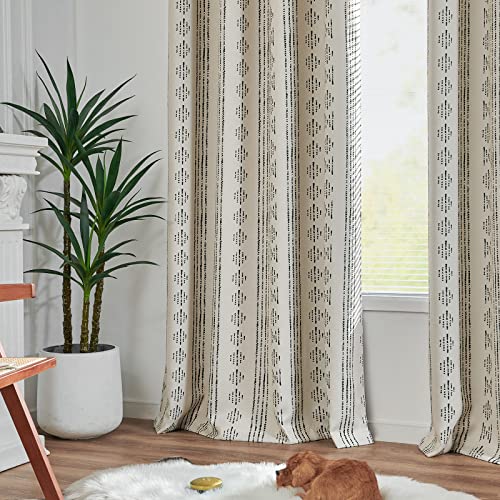 jinchan Boho Blackout Curtains 54 Inch Length for Bedroom - color: Boho | Black on Beige, size: 52"W x 54"L (Pack of 2)