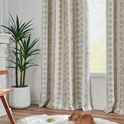 jinchan Boho Blackout Curtains 54 Inch Length for Bedroom - color: Boho | Black on Beige, size: 52"W x 54"L (Pack of 2)