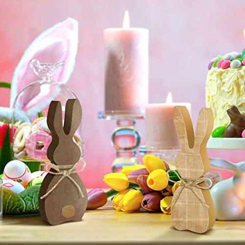 Karenhi 3 Pcs Easter Wooden Bunny Decor Sign with Rope, Cute Style