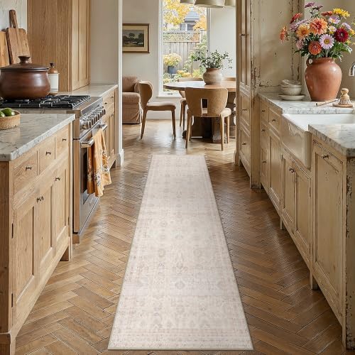 2x8 Apricot Runner Rug Neutral Distressed Carpet - color: Accent | Beige Multi, size: 2' x 8' (Runner)