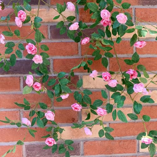 2X 6FT Fake Rose Garland, Flower Garland,Artificial Flower wild Rose Vine - color: Pink, size: 2