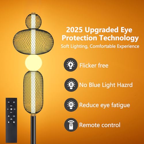 NUÜR Modern Black Floor Lamp, Dimmable LED Standing Lamp with Remote