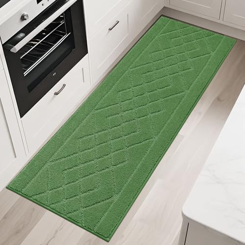 BEQHAUSE Kitchen Runner Rug Non Slip Kitchen Rugs, 20" x 59", Green - color: Green, size: 20" X 59"