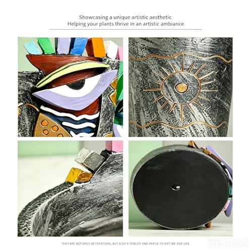 Picasso Abstract Face Planters Flower Pots, Handmade Resin Pots for Plants - color: Gray