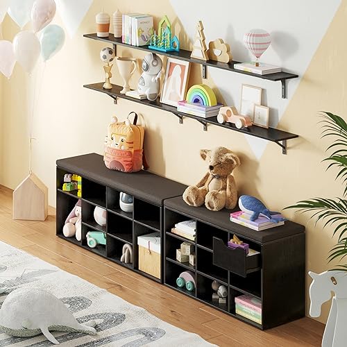 DINZI LVJ Long Wall Shelves, 47.3Inch Wooden Floating Shelves with Brackets - color: Espresso, size: 47.3 Inch