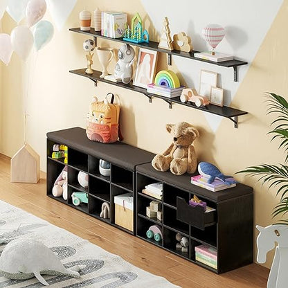 DINZI LVJ Long Wall Shelves, 47.3Inch Wooden Floating Shelves with Brackets - color: Espresso, size: 47.3 Inch