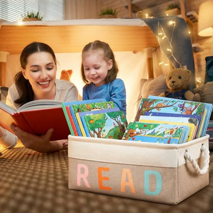 Marsui 1 Pcs Book Storage Basket, Book Bin, Bookish Gifts, White Brown - color: White Brown, size: Read