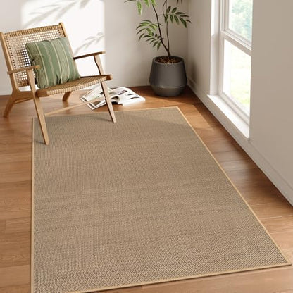 Lahome Farmhouse Entryway Rug, 3x5 Washable Area Rugs for Kitchen Bedroom - color: Beige/Khaki, size: 3' x 5' (Rectangular)