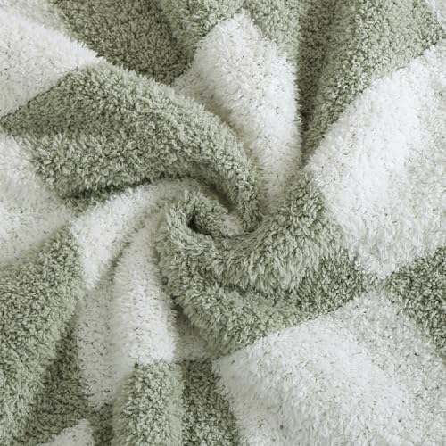 WRENSONGE Soft Checkered Throw Blanket for Couch-Cozy Warm Knitted Blankets - color: Aloe Sage, size: Small(30''x40'')