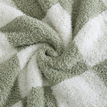 WRENSONGE Soft Checkered Throw Blanket for Couch-Cozy Warm Knitted Blankets - color: Aloe Sage, size: Small(30''x40'')