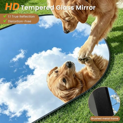 65" x 22" Arched Full Body Mirror with Stand（Black） - color: Black, size: 65"L x 22"W