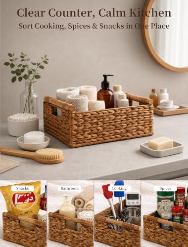 Wicker Basket, Large Basket for Gift Baskets Empty, 15.4x11x6.3in - color: Chestnut, size: Large