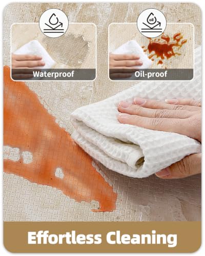 Color&Geometry Kitchen Mats for Floor 24x59 Cream/Beige Marble Design