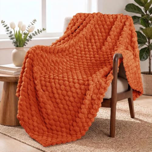 Exclusivo Mezcla Large 3D Fleece Throw Blanket for Couch, Burnt Orange - color: Burnt Orange, size: Throw ( 50x70 IN )