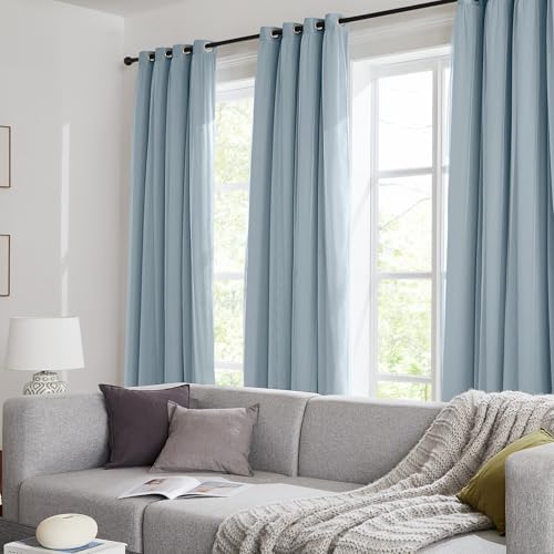 100% Blackout Curtains for Bedroom, Double Layer Blue 63" L - color: Celestial Blue, size: 52"W x 63"L (Pack of 2)