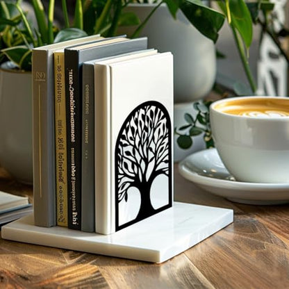 Peacoblue 5.3"x3.5"x7.8" Metal Bookends, Heavy Duty Book Ends for Shelves - color: Tree of Life