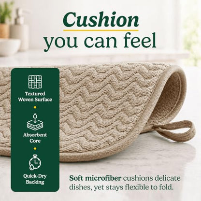 Cuisinart Dish Drying Mat for Kitchen Counter, 2-Pack XL 18"x24" - color: Geostripe Tan