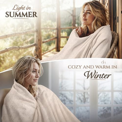 Cashmere Blanket – Hand Woven 100% Cashmere Wool Throw Blanket, 135 x 270 cm – Plain Cozy, and Soft Blanket for Bed, Sofa, or Couch - Made in Nepal - color: White Grey